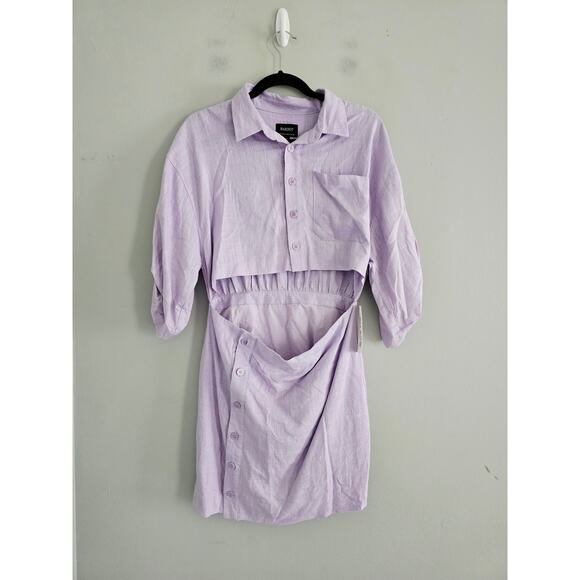 Revolve Bardot Linen Blend Purple Cut Out Dress S/6 NWT - Picture 5 of 6